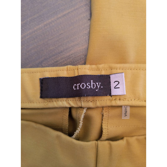 Crosby Dress Pants Women's Size 2 Yellow Cropped Flare Leg Side zip Career wear - Picture 2 of 16